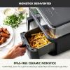 imageGreenPan Clearview 10QT Double Air Fryer 360 Clear Window PFASFree Ceramic Nonstick 5QT Drawers ampamp Trays Dual Cooking 12Presets Shake Reminder Keep Warm Dishwasher Safe PartsBlack