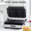 imageGreenPan Electric Indoor Stainless Steel 6in1 Contact Grill and Griddle Healthy Ceramic Nonstick Dishwasher Safe Reversible Plates PFASFreeBlack