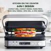 imageGreenPan Electric Indoor Stainless Steel 6in1 Contact Grill and Griddle Healthy Ceramic Nonstick Dishwasher Safe Reversible Plates PFASFreeSilver