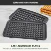 imageGreenPan Elite 4Square Belgian ampamp Classic Waffle Maker Healthy Ceramic Nonstick Aluminum Dishwasher Safe Plates Adjustable ShadeCrunch Control Wont OverflowEasy Cleanup BreakfastPFASFreeBlackStainless Steel
