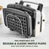 imageGreenPan Elite 4Square Belgian ampamp Classic Waffle Maker Healthy Ceramic Nonstick Aluminum Dishwasher Safe Plates Adjustable ShadeCrunch Control Wont OverflowEasy Cleanup BreakfastPFASFreeBlackCream White