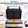 imageGreenPan Elite 4Square Belgian ampamp Classic Waffle Maker Healthy Ceramic Nonstick Aluminum Dishwasher Safe Plates Adjustable ShadeCrunch Control Wont OverflowEasy Cleanup BreakfastPFASFreeBlackBlack