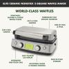 imageGreenPan Elite 4Square Belgian ampamp Classic Waffle Maker Healthy Ceramic Nonstick Aluminum Dishwasher Safe Plates Adjustable ShadeCrunch Control Wont OverflowEasy Cleanup BreakfastPFASFreeBlackStainless Steel