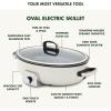 imageGreenPan Elite 55QT Electric Oval Skillet PFASFree Ceramic Nonstick 1800 Watt Dishwasher Safe Lid ampamp Removable Crock Adjustable Temp Control MultiCooker Sear Saut Rice StirFry BlackCream White