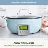 imageGreenPan Elite 6QT Electric Skillet Sear Saute StirFry Cook Rice Healthy Ceramic Nonstick Dishwasher Safe Parts Easytouse LED Display PFOA and PFA Free Smart Pot Stainless SteelBlue Haze