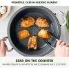 imageGreenPan Elite 6QT Electric Skillet Sear Saute StirFry Cook Rice Healthy Ceramic Nonstick Dishwasher Safe Parts Easytouse LED Display PFOA and PFA Free Smart Pot Stainless SteelCream White