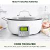imageGreenPan Elite 6QT Electric Skillet Sear Saute StirFry Cook Rice Healthy Ceramic Nonstick Dishwasher Safe Parts Easytouse LED Display PFOA and PFA Free Smart Pot Stainless SteelCream White