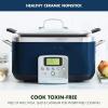 imageGreenPan Elite 8in1 Programmable 6QT Electric Slow Cooker Dishwasher Safe Lid ampamp Removable Crock PFASFree Healthy Ceramic Nonstick MultiCooker Sear Saut Brown Steam Basket Roast GoldOxford Blue