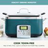 imageGreenPan Elite 8in1 Programmable 6QT Electric Slow Cooker Dishwasher Safe Lid ampamp Removable Crock PFASFree Healthy Ceramic Nonstick MultiCooker Sear Saut Brown Steam Basket Roast GoldDeep Teal