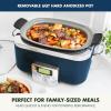 imageGreenPan Elite 8in1 Programmable 6QT Electric Slow Cooker Dishwasher Safe Lid ampamp Removable Crock PFASFree Healthy Ceramic Nonstick MultiCooker Sear Saut Brown Steam Basket Roast GoldOxford Blue