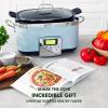 imageGreenPan Elite 8in1 Programmable 6QT Electric Slow Cooker Dishwasher Safe Lid ampamp Removable Crock PFASFree Healthy Ceramic Nonstick MultiCooker Sear Saut Brown Steam Basket Roast GoldWhite
