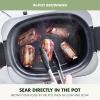 imageGreenPan Elite 8in1 Programmable 6QT Electric Slow Cooker Dishwasher Safe Lid ampamp Removable Crock PFASFree Healthy Ceramic Nonstick MultiCooker Sear Saut Brown Steam Basket Roast GoldSage Green