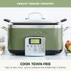 imageGreenPan Elite 8in1 Programmable 6QT Electric Slow Cooker Dishwasher Safe Lid ampamp Removable Crock PFASFree Healthy Ceramic Nonstick MultiCooker Sear Saut Brown Steam Basket Roast GoldSage Green