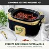 imageGreenPan Elite 8in1 Programmable 6QT Electric Slow Cooker Dishwasher Safe Lid ampamp Removable Crock PFASFree Healthy Ceramic Nonstick MultiCooker Sear Saut Brown Steam Basket Roast GoldGold
