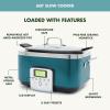 imageGreenPan Elite 8in1 Programmable 6QT Electric Slow Cooker Dishwasher Safe Lid ampamp Removable Crock PFASFree Healthy Ceramic Nonstick MultiCooker Sear Saut Brown Steam Basket Roast GoldDeep Teal