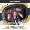 imageGreenPan Elite 8in1 Programmable 6QT Electric Slow Cooker Dishwasher Safe Lid ampamp Removable Crock PFASFree Healthy Ceramic Nonstick MultiCooker Sear Saut Brown Steam Basket Roast GoldGold
