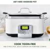 imageGreenPan Elite 8in1 Programmable 6QT Electric Slow Cooker Dishwasher Safe Lid ampamp Removable Crock PFASFree Healthy Ceramic Nonstick MultiCooker Sear Saut Brown Steam Basket Roast GoldCream White
