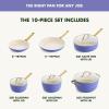 imageGreenPan Hard Anodized Healthy Ceramic Nonstick 10 Piece Cookware Pots and Pans Set GoldTone Stainless Steel Handles PFAS ampamp PFOAFree Dishwasher Safe Oven ampamp Broiler Safe BlackPeriwinkle