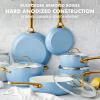 imageGreenPan Hard Anodized Healthy Ceramic Nonstick 10 Piece Cookware Pots and Pans Set GoldTone Stainless Steel Handles PFAS ampamp PFOAFree Dishwasher Safe Oven ampamp Broiler Safe BlackSky Blue