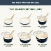 imageGreenPan Hard Anodized Healthy Ceramic Nonstick 10 Piece Cookware Pots and Pans Set GoldTone Stainless Steel Handles PFAS ampamp PFOAFree Dishwasher Safe Oven ampamp Broiler Safe BlackTwilight Blue