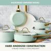 imageGreenPan Hard Anodized Healthy Ceramic Nonstick 10 Piece Cookware Pots and Pans Set GoldTone Stainless Steel Handles PFAS ampamp PFOAFree Dishwasher Safe Oven ampamp Broiler Safe BlackJulep Green