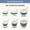 imageGreenPan Hard Anodized Healthy Ceramic Nonstick 10 Piece Cookware Pots and Pans Set GoldTone Stainless Steel Handles PFAS ampamp PFOAFree Dishwasher Safe Oven ampamp Broiler Safe BlackOcean Blue