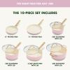 imageGreenPan Hard Anodized Healthy Ceramic Nonstick 10 Piece Cookware Pots and Pans Set GoldTone Stainless Steel Handles PFAS ampamp PFOAFree Dishwasher Safe Oven ampamp Broiler Safe BlackBlush Pink