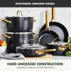 imageGreenPan Hard Anodized Healthy Ceramic Nonstick 8quot and 10quot Frying Pan Skillet Set Gold Handle PFASFree Dishwasher Safe Oven Safe TaupeBlack
