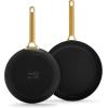 imageGreenPan Hard Anodized Healthy Ceramic Nonstick 8quot and 10quot Frying Pan Skillet Set Gold Handle PFASFree Dishwasher Safe Oven Safe TaupeBlack