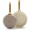 imageGreenPan Hard Anodized Healthy Ceramic Nonstick 8quot and 10quot Frying Pan Skillet Set Gold Handle PFASFree Dishwasher Safe Oven Safe TaupeTaupe