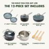 imageGreenPan Lima Hard Anodized Healthy Ceramic Nonstick 18 Piece Cookware Bakeware Pots and Pans Set PFASFree Oven Safe Gray12 Piece Cookware Pots and Pans Set