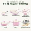 imageGreenPan Rio Healthy Ceramic Nonstick 16 Piece Cookware Pots and Pans Set PFASFree Dishwasher Safe TurquoisePink
