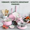 imageGreenPan Rio Healthy Ceramic Nonstick 16 Piece Cookware Pots and Pans Set PFASFree Dishwasher Safe TurquoisePink