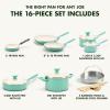 imageGreenPan Rio Healthy Ceramic Nonstick 16 Piece Cookware Pots and Pans Set PFASFree Dishwasher Safe TurquoiseTurquoise