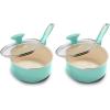 imageGreenPan Rio Healthy Ceramic Nonstick 2QT Saucepan with Lid PFASFree Dishwasher Safe TurquoiseTurquoise