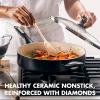 imageGreenPan Rio Healthy Ceramic Nonstick 5QT Saute Pan Jumbo Cooker with Helper Handle and Lid PFASFree Dishwasher Safe TurquoiseBlack