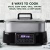 imageGreenPan Stainless Steel 8in1 Skillet Grill ampamp Slow Cooker Presets to Saute Steam StirFry and Cook Rice Healthy Ceramic Nonstick and Dishwasher Safe Parts Easytouse LED DisplayStainless Steel