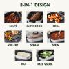 imageGreenPan Stainless Steel 8in1 Skillet Grill ampamp Slow Cooker Presets to Saute Steam StirFry and Cook Rice Healthy Ceramic Nonstick and Dishwasher Safe Parts Easytouse LED DisplayStainless Steel