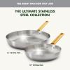 imageGreenPan Stainless Steel TriPly Reserve 10 and 12 Frying Pan Skillet Set Multiclad Cookware PFASFree Induction Oven ampamp Broiler Safe to 600F Heat Responsive Core Dishwasher Safe Gold HandlesStainless Steel