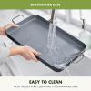 imageGreenPan Valencia Pro 18quot x 11quot Double Burner Griddle Pan Induction Suitable Ceramic Nonstick PFASFree Rectangular Stovetop Cookware Stainless Steel Handles Dishwasher Oven ampamp Broiler Safe GrayGray