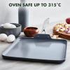 imageGreenPan Valencia Pro 18quot x 11quot Double Burner Griddle Pan Induction Suitable Ceramic Nonstick PFASFree Rectangular Stovetop Cookware Stainless Steel Handles Dishwasher Oven ampamp Broiler Safe GrayGray