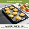 imageGreenPan Valencia Pro 18quot x 11quot Double Burner Griddle Pan Induction Suitable Ceramic Nonstick PFASFree Rectangular Stovetop Cookware Stainless Steel Handles Dishwasher Oven ampamp Broiler Safe GrayGray
