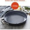 imageGreenPan Valencia Pro 18quot x 11quot Double Burner Griddle Pan Induction Suitable Ceramic Nonstick PFASFree Rectangular Stovetop Cookware Stainless Steel Handles Dishwasher Oven ampamp Broiler Safe GrayGray