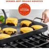 imageGreenPan Valencia Pro 18quot x 11quot Double Burner Griddle Pan Induction Suitable Ceramic Nonstick PFASFree Rectangular Stovetop Cookware Stainless Steel Handles Dishwasher Oven ampamp Broiler Safe GrayGray