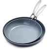 imageGreenPan Valencia Pro Hard Anodized Healthy Ceramic Nonstick 8quot and 10quot Frying Pan Skillet Set PFASFree Induction Dishwasher Safe Oven Safe GrayGray