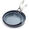 imageGreenPan Valencia Pro Hard Anodized Healthy Ceramic Nonstick 8quot and 10quot Frying Pan Skillet Set PFASFree Induction Dishwasher Safe Oven Safe GrayGray