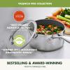 imageGreenPan Valencia Pro TriPly Stainless Steel 15QT Saucepan with Lid Healthy Ceramic Nonstick PFASFree PFOAFree Coating Multi Clad Cookware Induction Dishwasher Oven and Broiler SafeStainless Steel