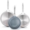imageGreenPan Valencia Pro TriPly Stainless Steel 8 and 10 Frying Pan Skillet Set Healthy Ceramic Nonstick PFASFree PFOAFree Coating Multi Clad Cookware Induction Dishwasher Oven and Broiler SafeStainless Steel