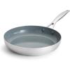 imageGreenPan Valencia Pro TriPly Stainless Steel 8 and 10 Frying Pan Skillet Set Healthy Ceramic Nonstick PFASFree PFOAFree Coating Multi Clad Cookware Induction Dishwasher Oven and Broiler SafeStainless Steel