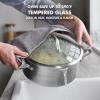 imageGreenPan Venice Pro 95quot Glass Straining Lid with Stainless Steel Handle Cookware Pots and Pans Dishwasher Safe PFASFree